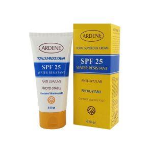 کرم ضد آفتاب SPF 25 ضدآب حاوی ویتامین A & E آردن